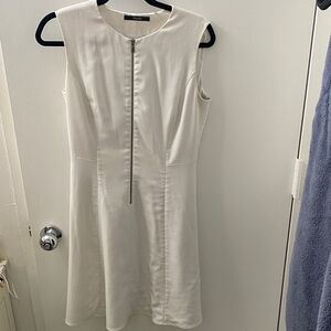 Tahari White Sleeveless Dress with Zipper Detail